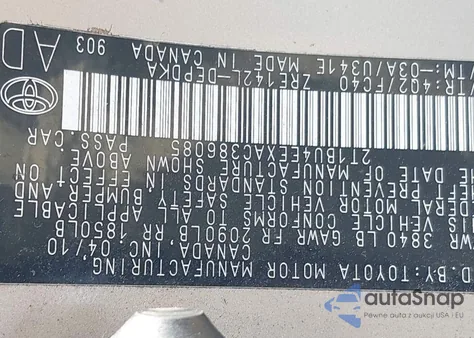 2010 Toyota Corolla Le из США, поврежденный, VIN 2T1BU4EEXAC386085